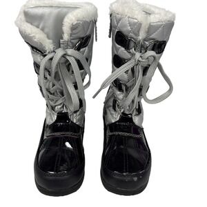 Totes Girls Size 12 Snow / Winter  Boots Foux Fur Waterproof Lace Up Pre- Owned.